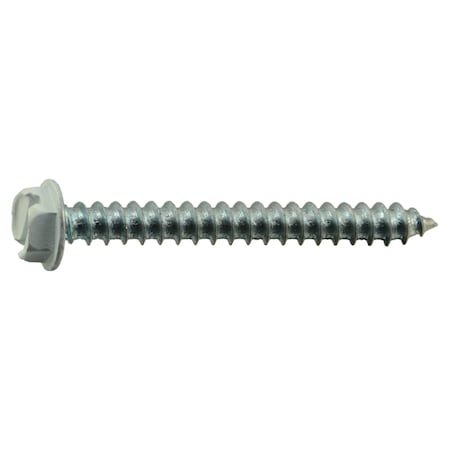 Sheet Metal Screw, #8 X 1-1/2 In, Painted Steel Hex Head Slotted Drive, 100 PK